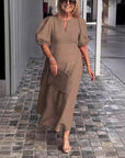Carla™ | ELEGANT BELLY-COVERING PUFF-SLEEVE DRESS