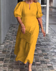Carla™ | ELEGANT BELLY-COVERING PUFF-SLEEVE DRESS