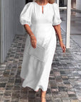 Carla™ | ELEGANT BELLY-COVERING PUFF-SLEEVE DRESS