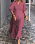 Carla™ | ELEGANT BELLY-COVERING PUFF-SLEEVE DRESS