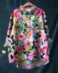 Isabelle™ | COTTON LINEN BLOUSE WITH FLORAL PRINT