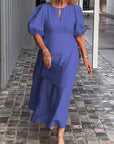 Carla™ | ELEGANT BELLY-COVERING PUFF-SLEEVE DRESS