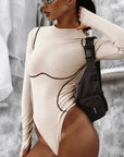 Callista™ | STRIPED LINE PATCHWORK BODYSUIT