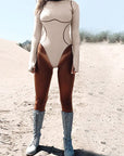 Callista™ | STRIPED LINE PATCHWORK BODYSUIT