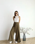 Ellie™ | ROSETTA WIDE CUT LINEN TROUSERS