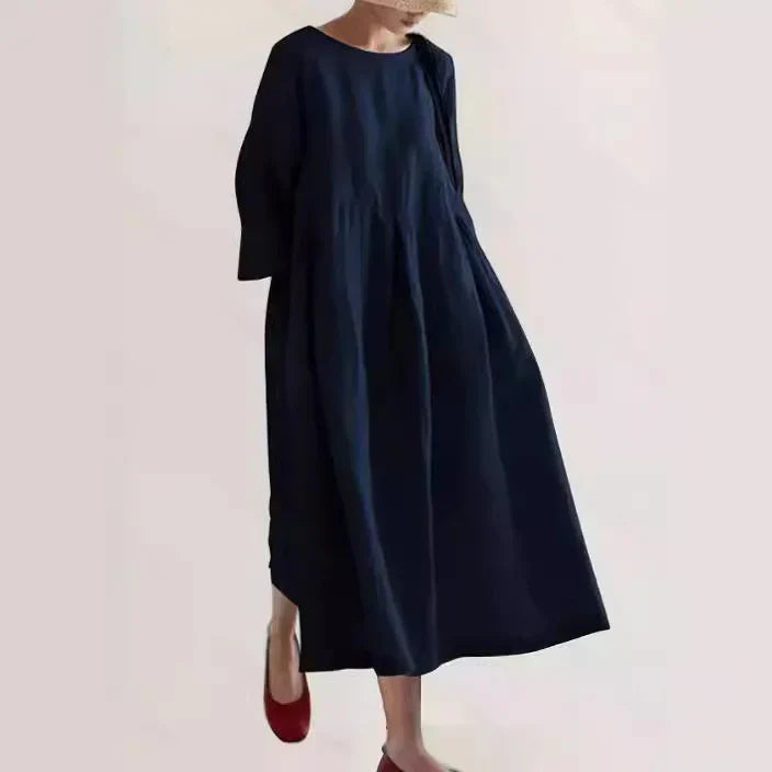 Hannah™ | LOOSE LINEN DRESS WITH SIDE POCKETS