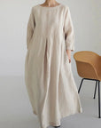 Hannah™ | LOOSE LINEN DRESS WITH SIDE POCKETS