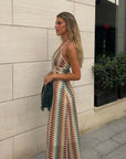 Rose™ | COLOURFUL KNITTED DRESS WITH OPEN BACK