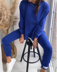 Priscilla™ | LADIES PATCHWORK TWO-PIECE TOP TROUSERS SWEATSHIRT